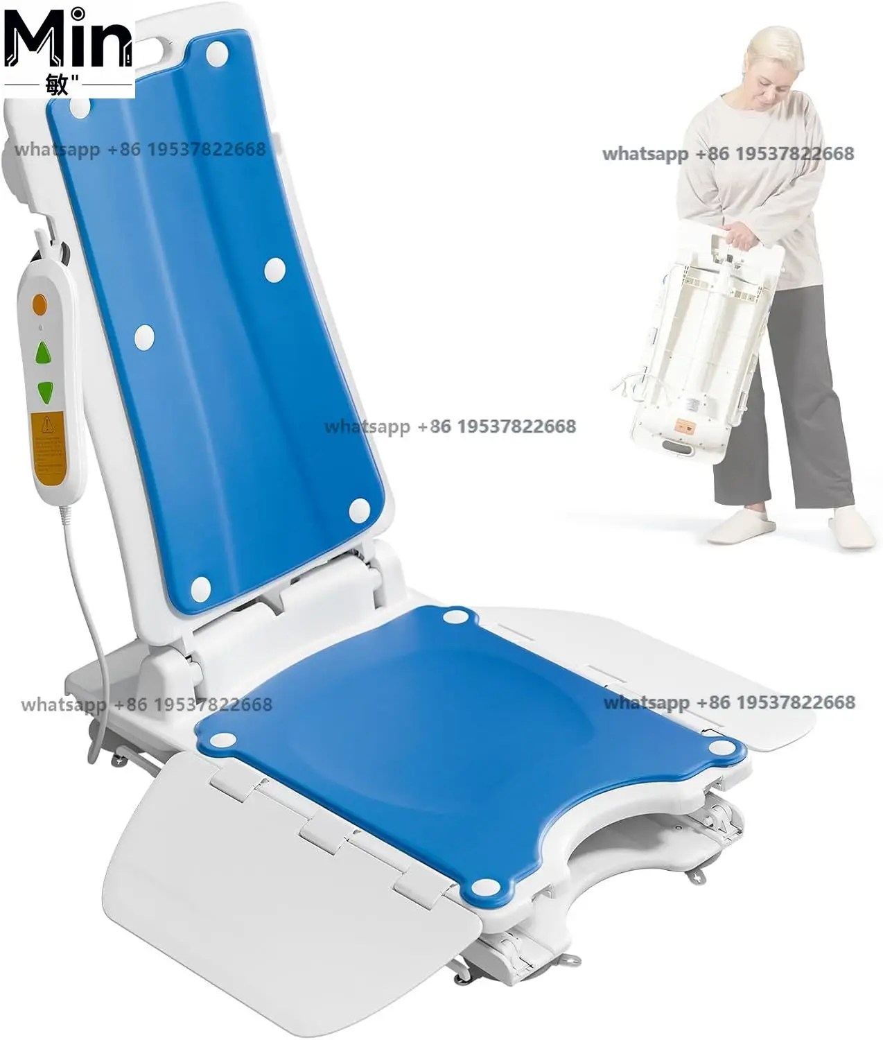 Lightweight Remote Control Floor Lift Chair Lift Fall Assist Device with Waterproof Suction Cups for Elderly