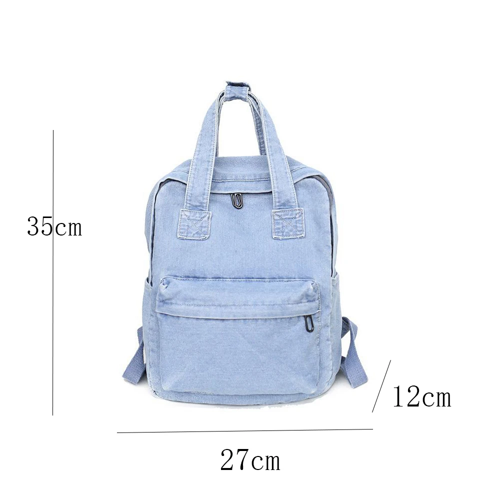 New High School Student Backpack Simple Denim Canvas Backpack with Embroidered Name Girl's Large Capacity Schoolbags Custom Gift