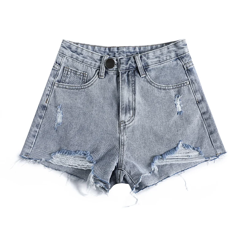 Vrouwen Nieuwe Hoge Taille Kwastje Gebroken Denim Shorts Vrouwelijke Zomer Koreaanse Versie Ruwe Rand Wijde Pijpen Losse Jean Shorts S-5XL