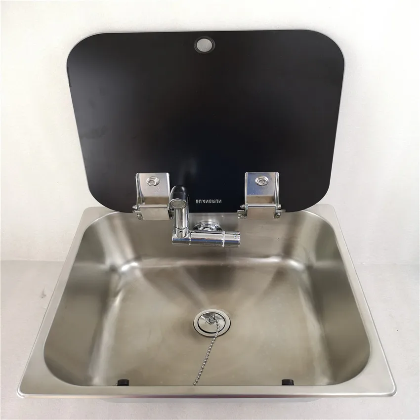 

Stainless Steel Sink with Tempered Glass Lid 350*320*150mm GR-23150B Boat Caravan RV