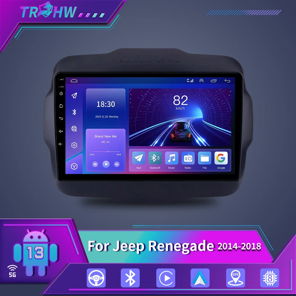 

For Jeep Renegade 2016 - 2020 2K QLED Android Car Radio Multimedia Video Player GPS AI Voice CarPlay 4G Stereo