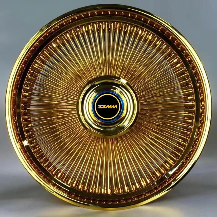 

Custom Golden Chrome Multi Spoke Steel Wire Rim 5x127 5x120 6x139.7 5x114.3 6x135 18 20 22 24 26 Inch Wheels Rim