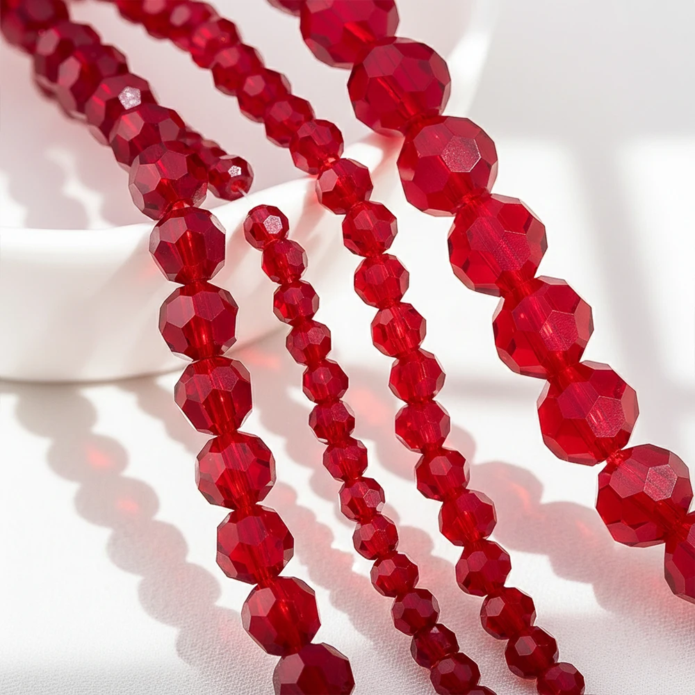 1strand/lot Pomegranate Red Faceted Crystal Beads Abacus Glass Beads Loose Beads For Jewelry Making DIY Necklace Bracelet