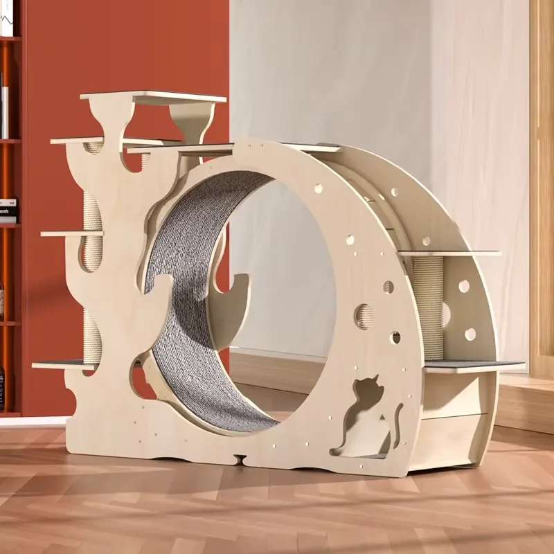 Custom Silent Cat Treadmill Wood Fiberboard Climbing Frame Running Wheel Sports Toy for Cats OEM Factory Price Accessories