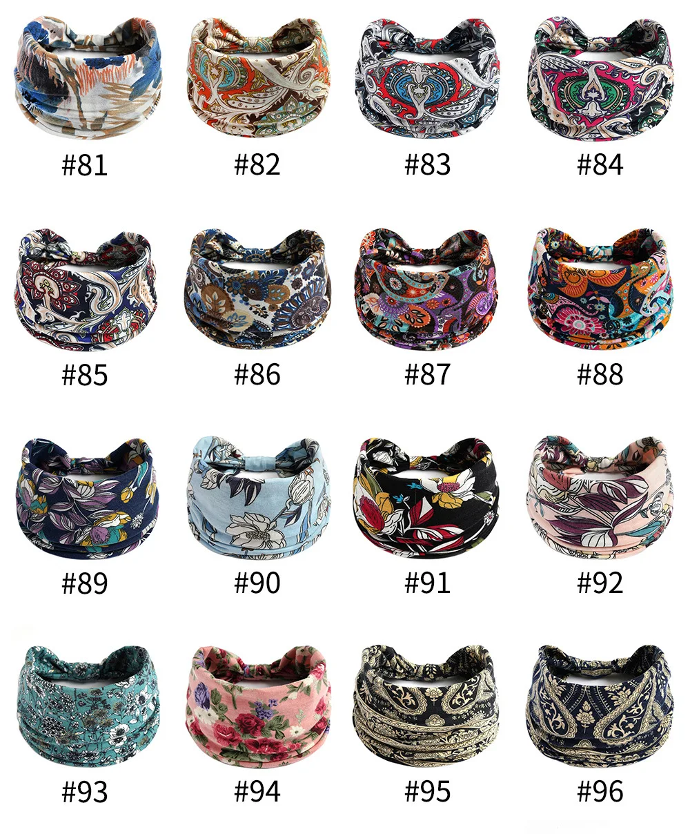 Breite Boho Stirnbänder für Frauen Mädchen elastische Turban Headwrap Knoten rutsch feste Haar bänder Sport Yoga Laufen Stirnband Haarschmuck – Detail 7