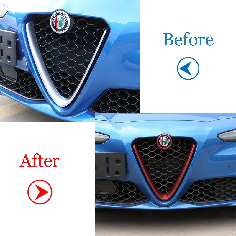 For Alfa Romeo Giulia Stelvio 2017 2018 2019 2020 2021 2022 2023 ABS Plastic Front Grill Decoration Frame Car Accessories