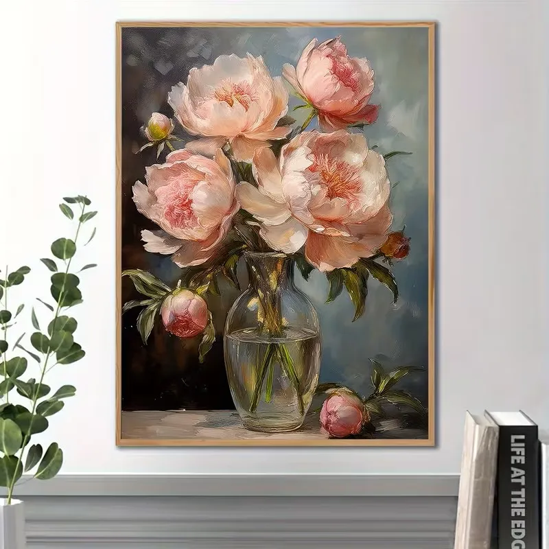 

Minimalist Peony Canvas Poster Picture Wall, Classic Floral Murals for Living Room, Bedroom, Office and Home Decoration