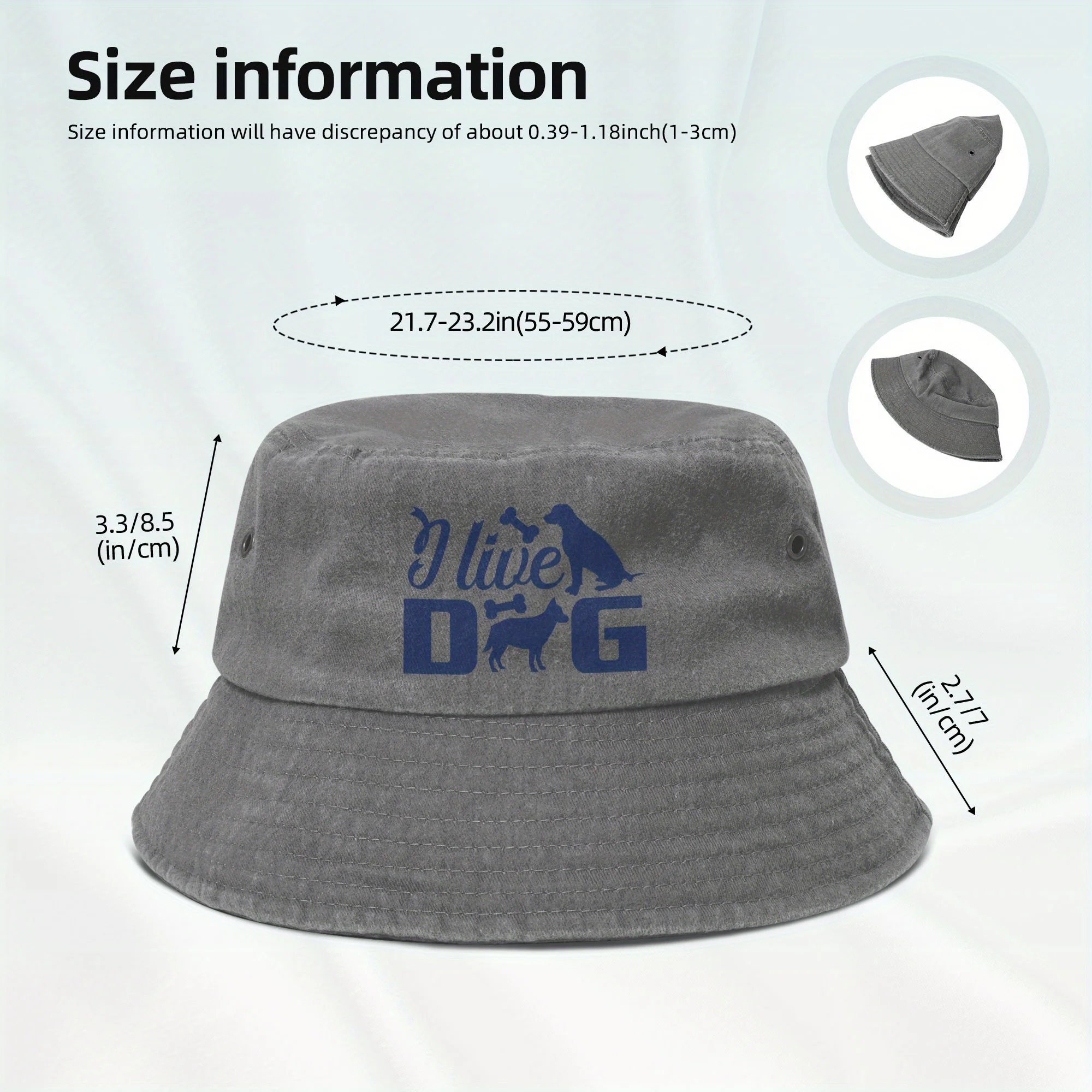 Men's Dog Lover Bucket Hat - Washed Fisherman Cap with 