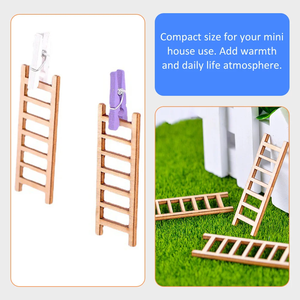 

15Pcs Wooden Stairs Simulation Ladder Mini House Decoration Durable Compact Size DIY Landscape Accessory Micro Landscape Decor