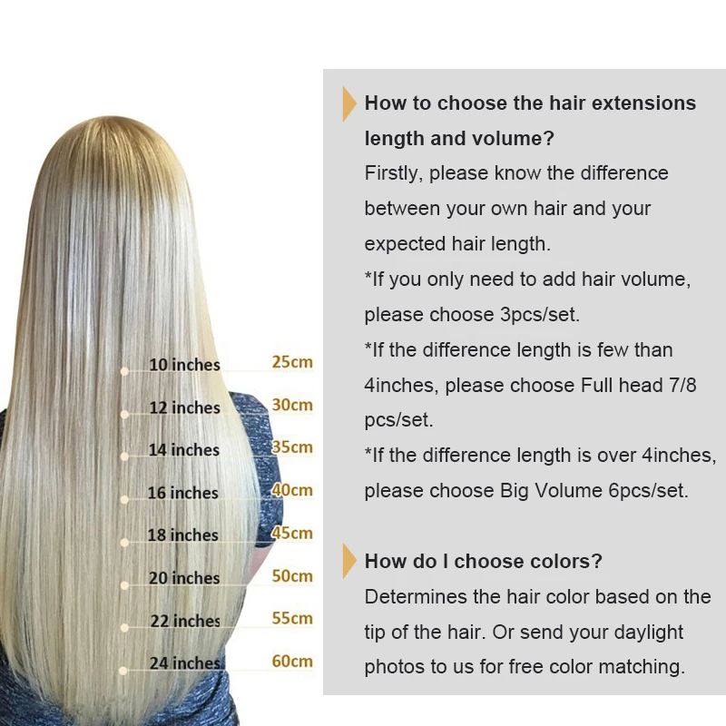 Blonde Hair Extension Clip In Hair Extension Human Hair Natural Mega Hair Tic Tac Clip-On Hair Piece Full Head 12"-24"