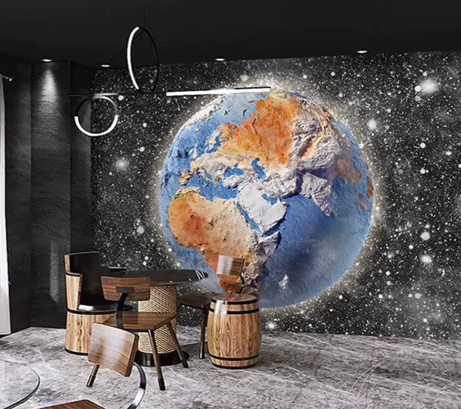 3D Stereoscopic Starry Sky Wallpaper Bar KTV Wallpaper Customization Cinema Hotel Clubhouse Ceiling Space Cosmic Mural Painting