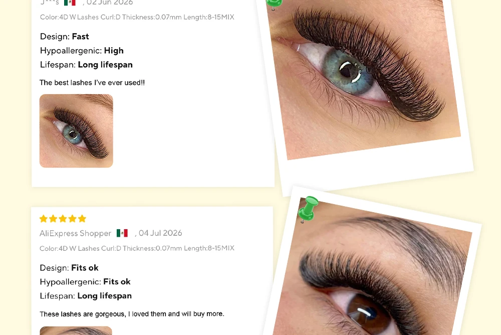LUKATME 4D W-Form Wimpernverlängerungen, vorgefertigte Fächer, Bloom Wimpernbüschel C/D/M/L/CC Curl, Easy Fan Wimpern 7-15mm für den Salon – Detail 12