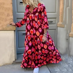 Plus Size Large size loose fitting fashionable print temperament commuting large size women's autumn and winter dress