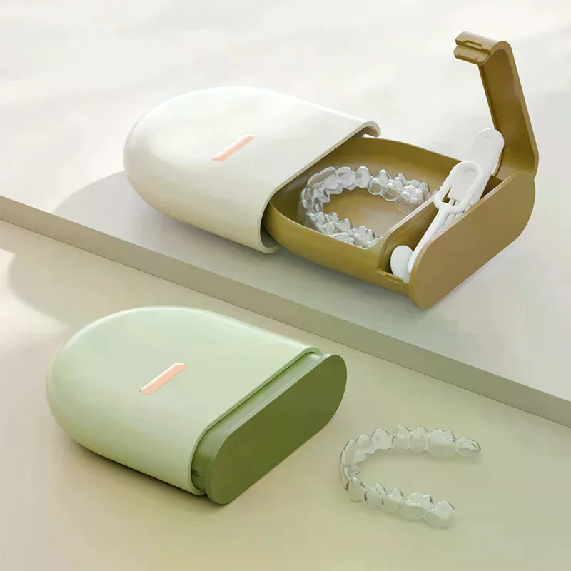 Retainer Case Portable Mouth Guard Box Oral Cleaning False Teeth Denture Storage Box Teeth Aligner Braces Box Orthod