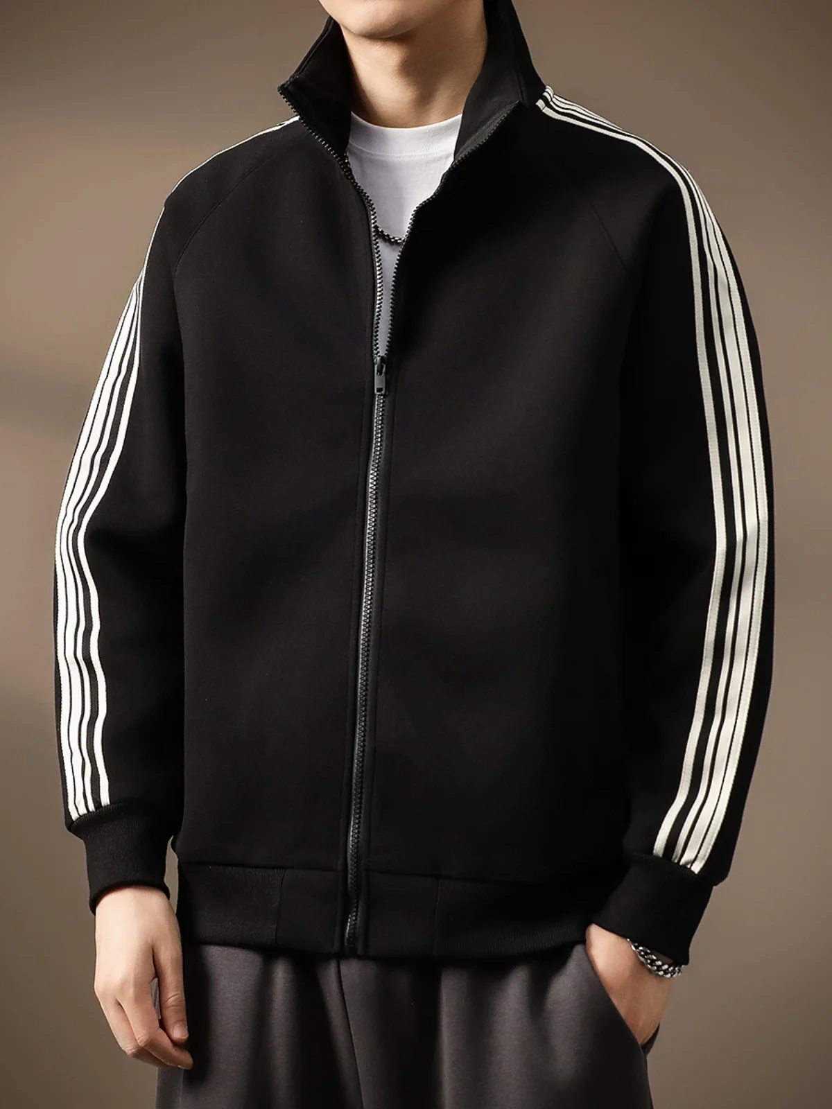 High-End American Sle Open Cardigan Sweatirt Jaet Men's 420g Heavyweight Trendy Loose Stand Collar Autumn New Sport Jac...