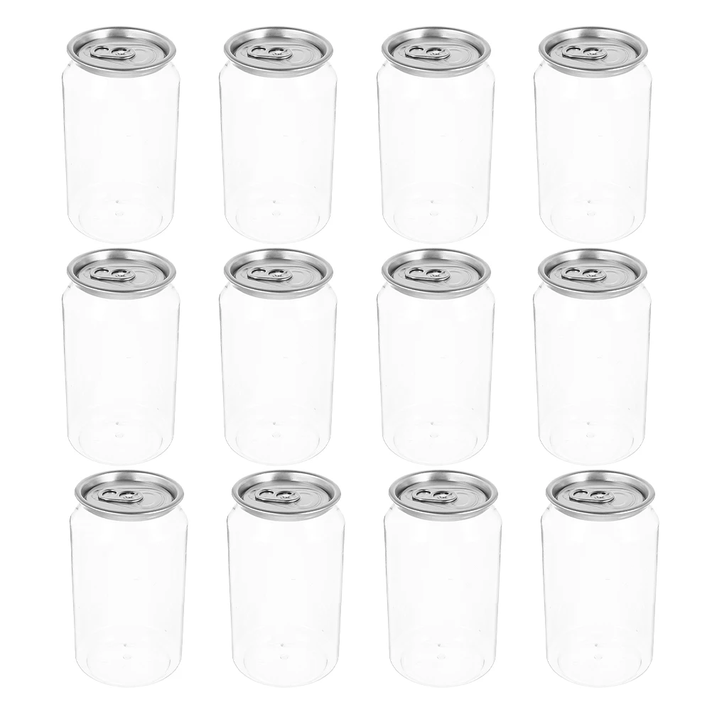 

12 Pcs Cans Beverage Bottles Aluminum Cap Drink Drinks Coffee Containers with Caps Clear Milk