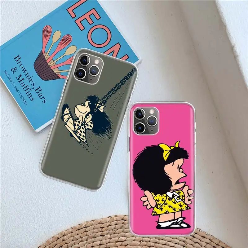 Cute M-Mafaldas Clear Case For iPhone 11 13 14 Pro 15 Pro Max 12 Mini 16 XR X XS Max 7 8 Plus Funda Clear Soft TPU Ph