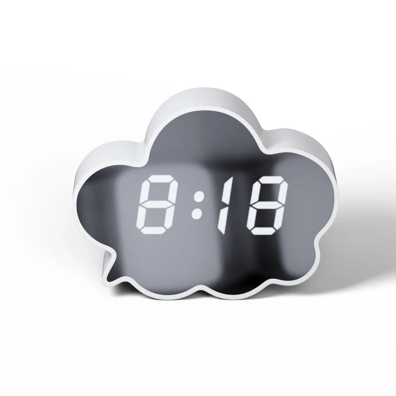 Simple ins wind cloud mirror clock bedroom living room intelligent voice sensor cloud fun snooze alarm clock