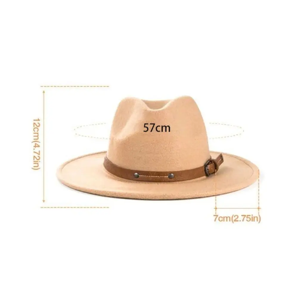 Mode Mit Gürtel Schnalle Filz Fedora Hüte Vintage Breite Krempe Panama Kappe Elegante Weiche Jazz Hut Männer Frauen – Detail 2