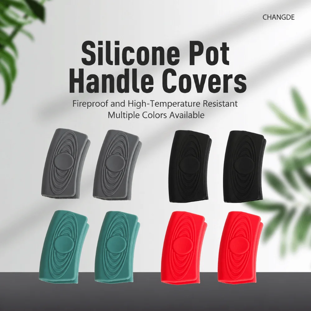 1Pair Universal Size Silicone Pot Ear Cover Heat‑insulated Flexible Silicone Pot Handle Grip Hand‑shield Design