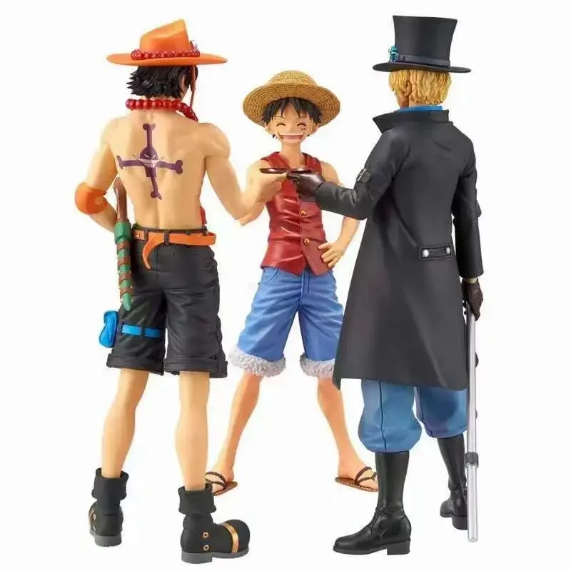 

One Piece Anime Luffy Ace Sabo model dolls figurine Three Brothers Sworn Wine Statue Pvc Action Figurine Collectible decor