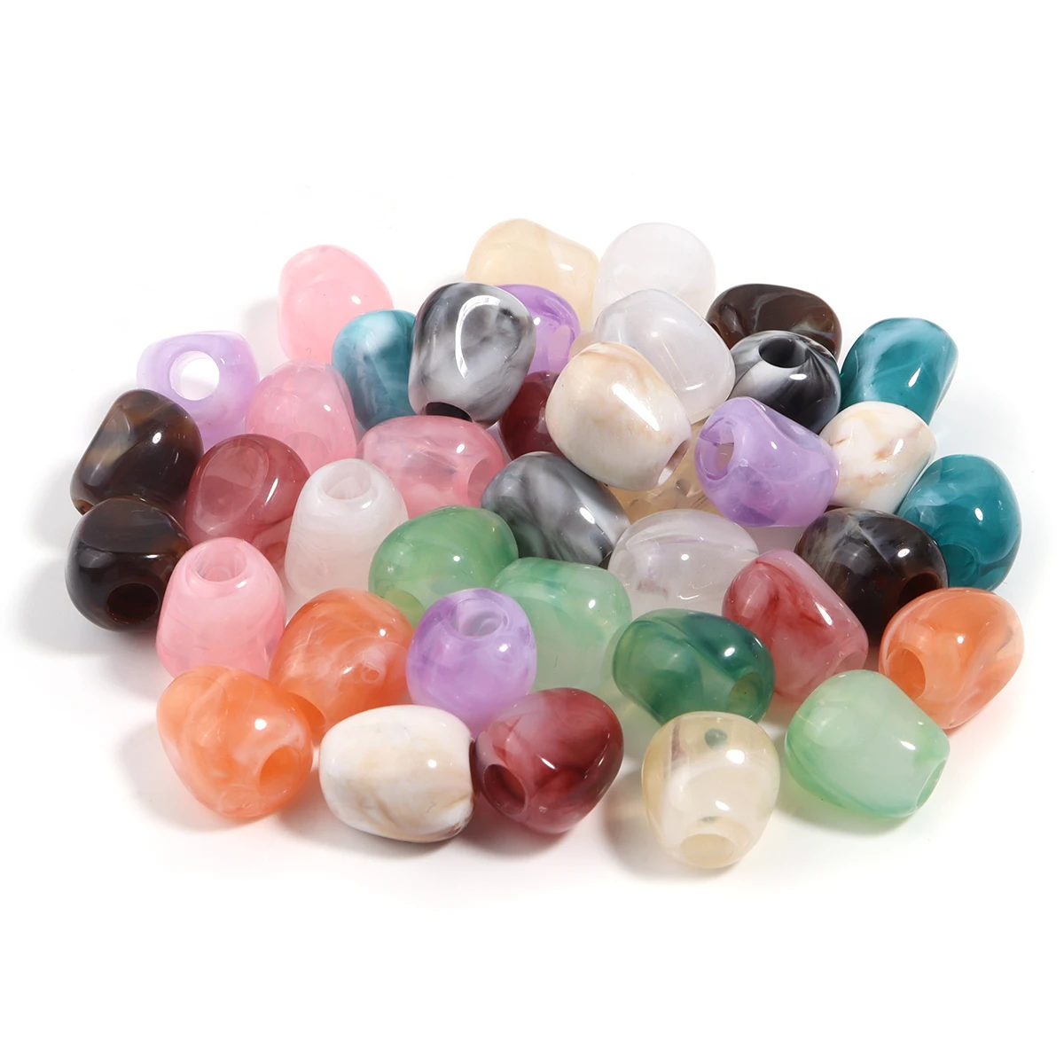 40 stuks 13x14mm onregelmatige dubbele kleuren acryl kralen imitatie jade steen losse kralen voor sieraden maken DIY armbanden sleutelhanger