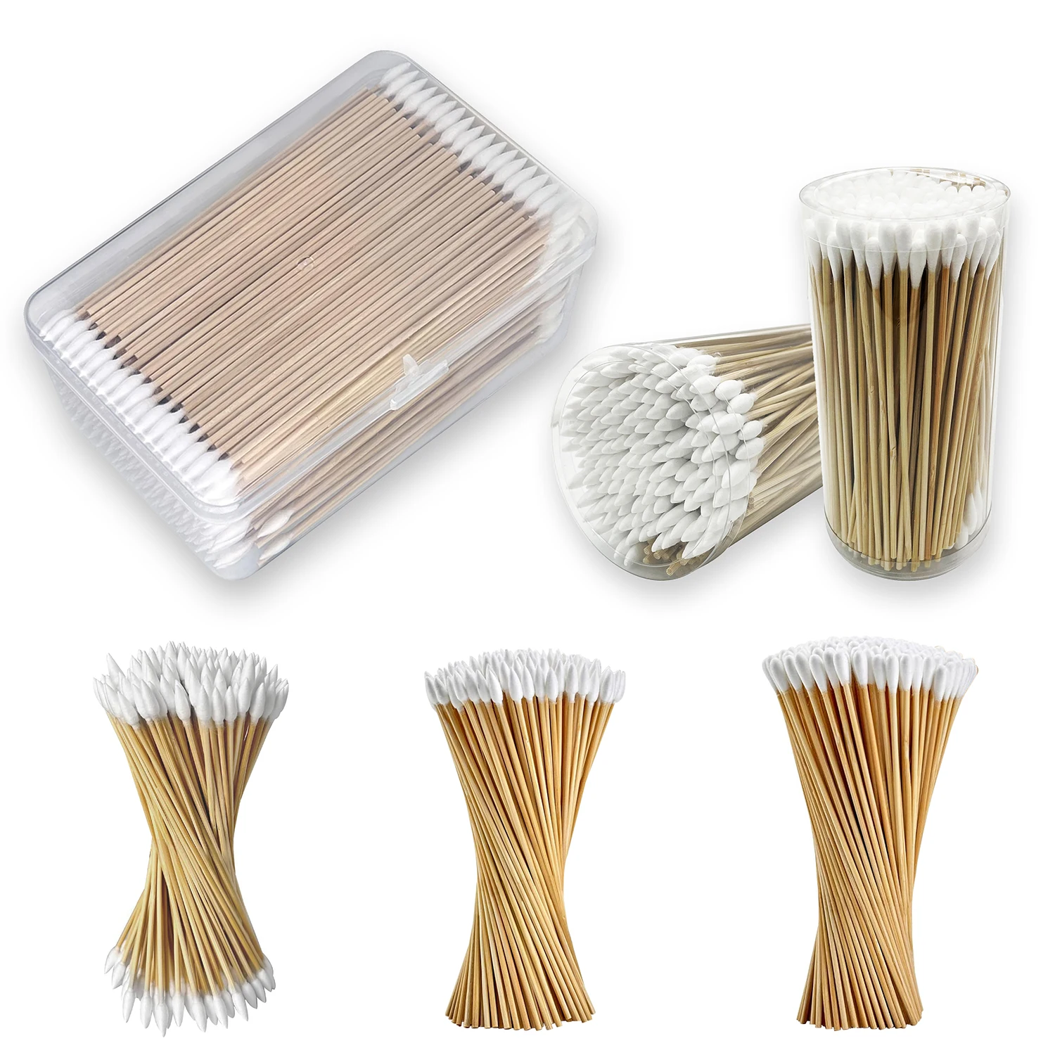 Double Sided Cotton Swab 6 Inch Long Cotton Swabs for Gun Cleaning Electronic Cleaning Makeup Crafts with Bamboo Handle