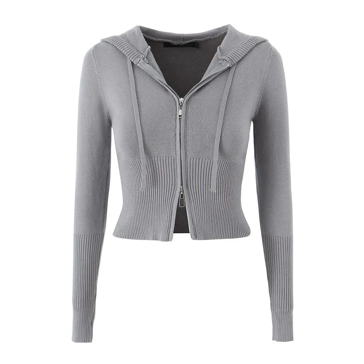 Women Aimee Cloud Knit Zip Up Hoodie Sweater Heather grey