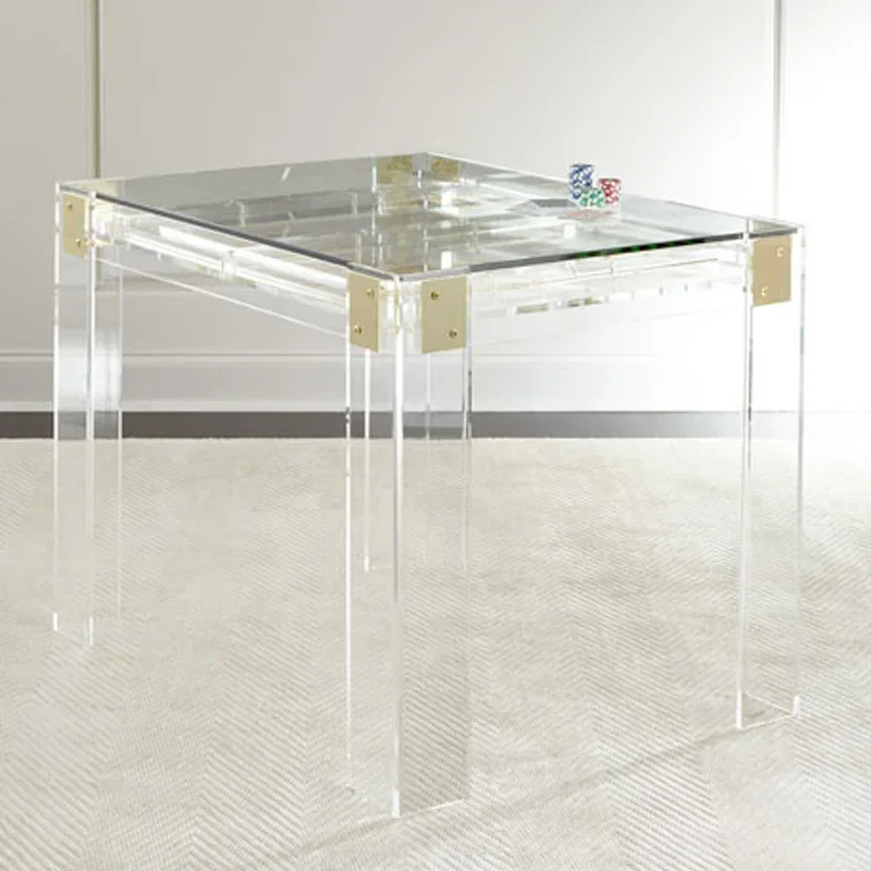 

Fashion Creative Acrylic Transparent Chess Table with Crystal Edge Few Tempered Glass Backgammon Table for Home Decor