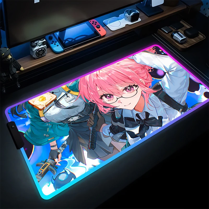 LED-muismat Rubber Tsukishiro Yanagi Gamer Bureaumat RGB Computer Zenless Zone Zero Toetsenbord Pad Gaming Accessoires Muismat