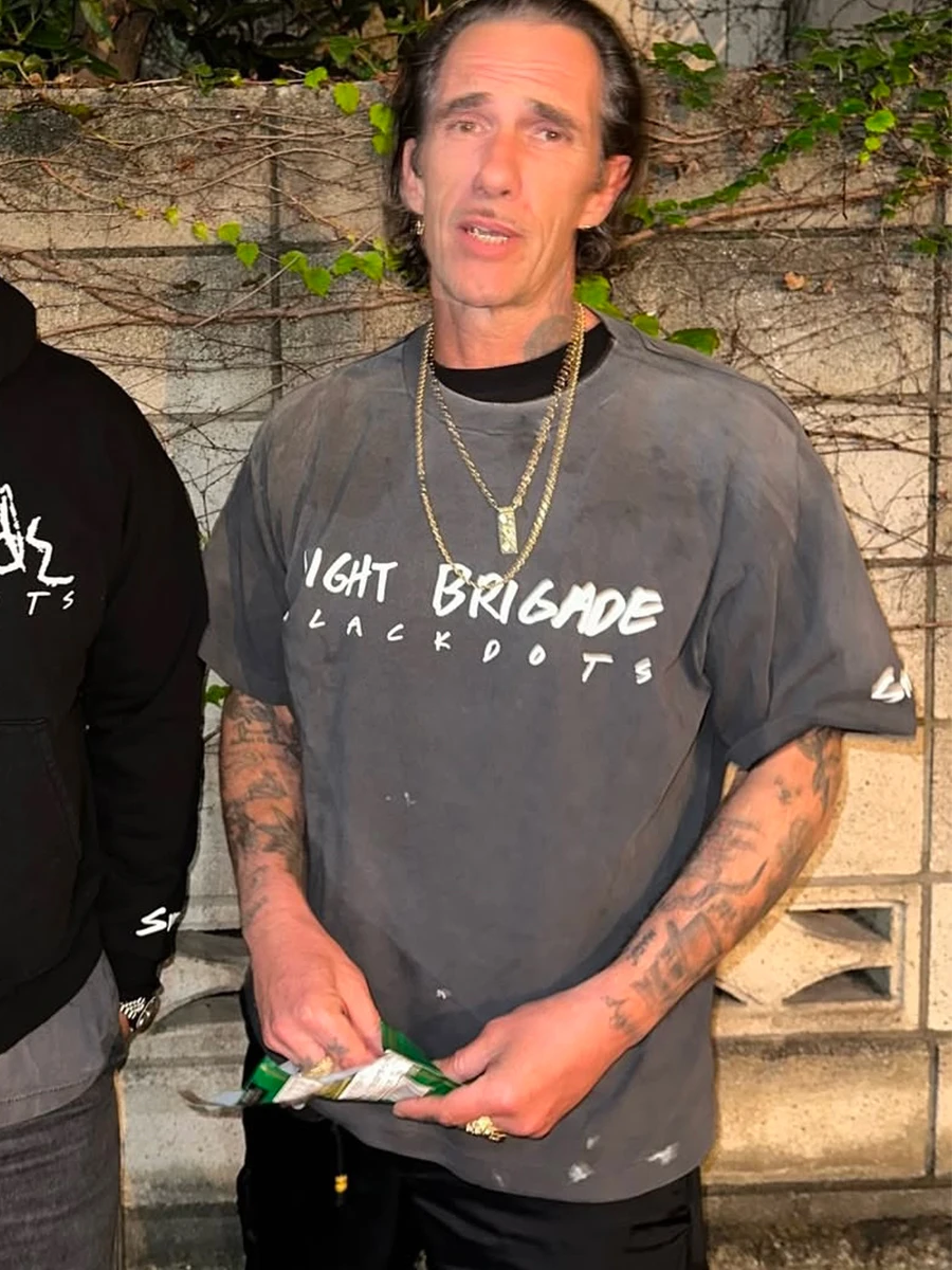 

Retro Waed Casual Loose Summer ort Sve T-irt Men's Trendy High Street Heavyweight Printed Cotton Breathable round Ne