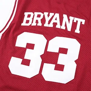 #33 Bryant Lower Merion Nakrycie głowy Męska bordowa koszulka do koszykówki w stylu retro z haftem