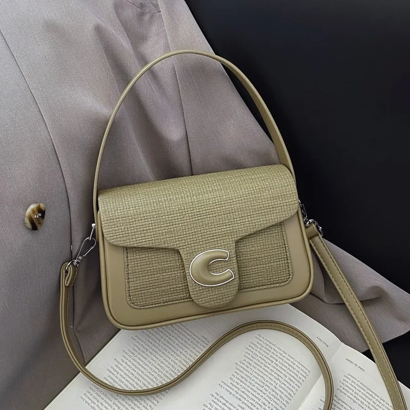 حقيبة كروس جلدية فاخرة مزخرفة للنساء، حقيبة يد أنيقة بتصميم عتيق، حقيبة يد للمتسوقين ذات سعة كبيرة