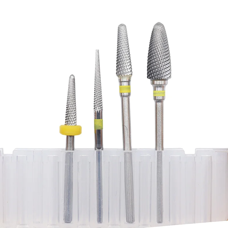 4Pcs Tungsten Carbide Nail Drill Bits Set for Gel Polish Removal, Professional Nail Drill Bit Kit for Acrylic Nails, Durable Ele