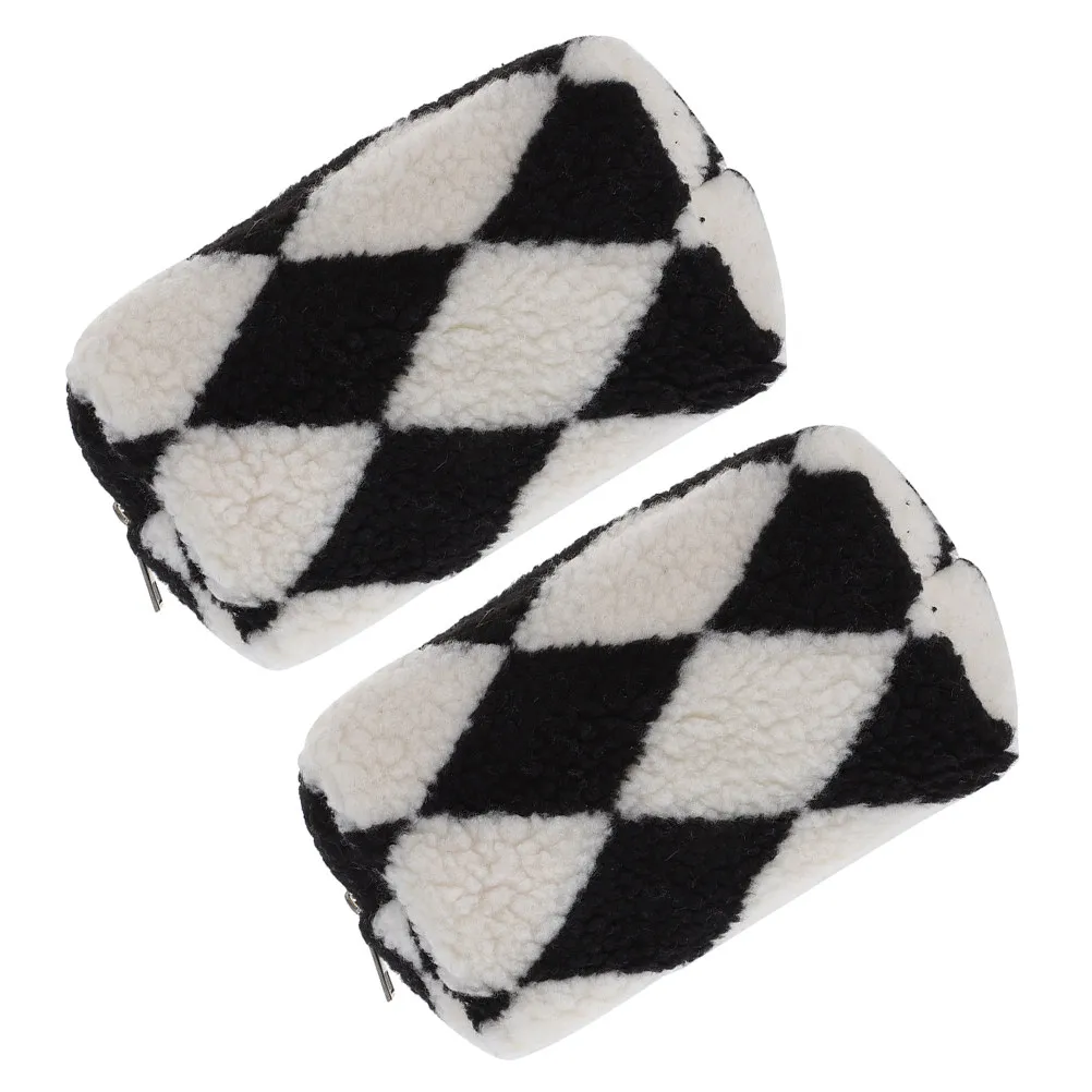 2Pcs Checkered Makeup Case for Women Small Travel Pouch Toiletry Bag Organizer Portable Zipper Pouch Everyday Use