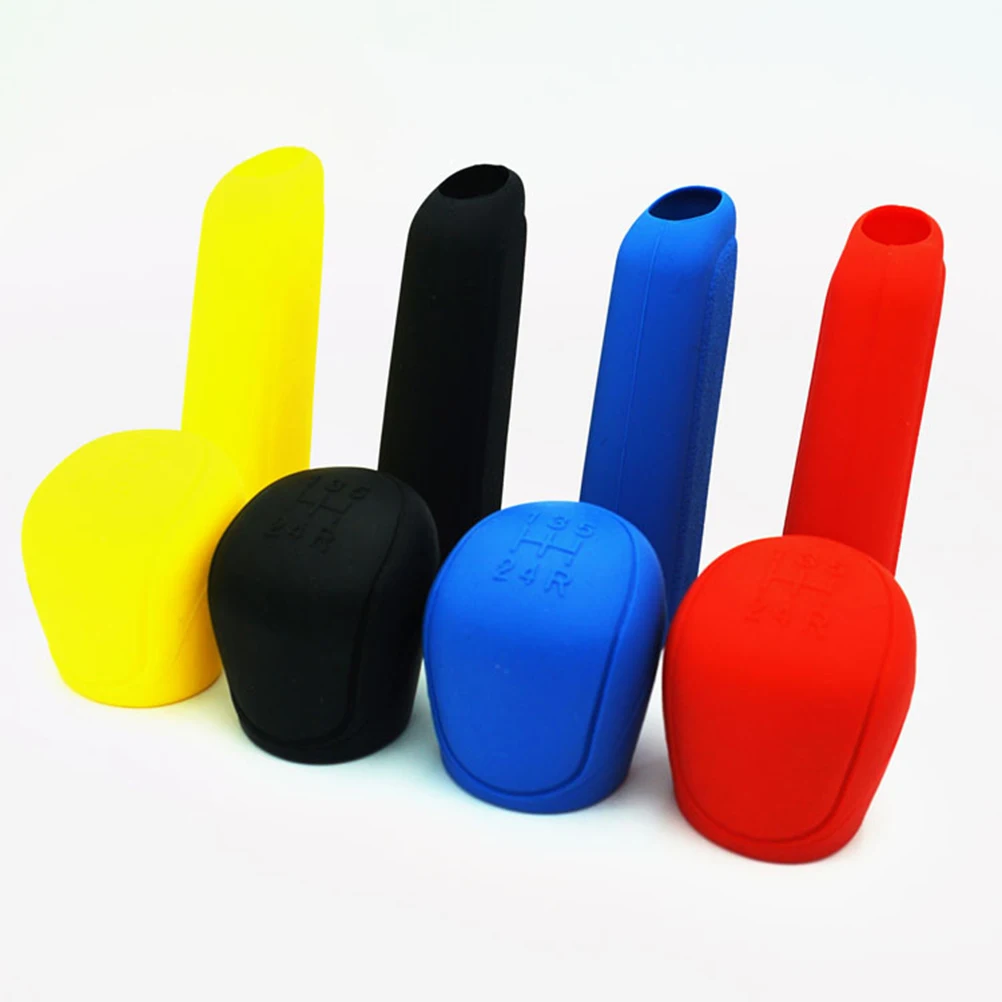 

2pcs Silicone Gear Knob Cover Dust Proof Pullover Design For Car Shift Protection Oval Shifter Handbrake Cover Car Interior