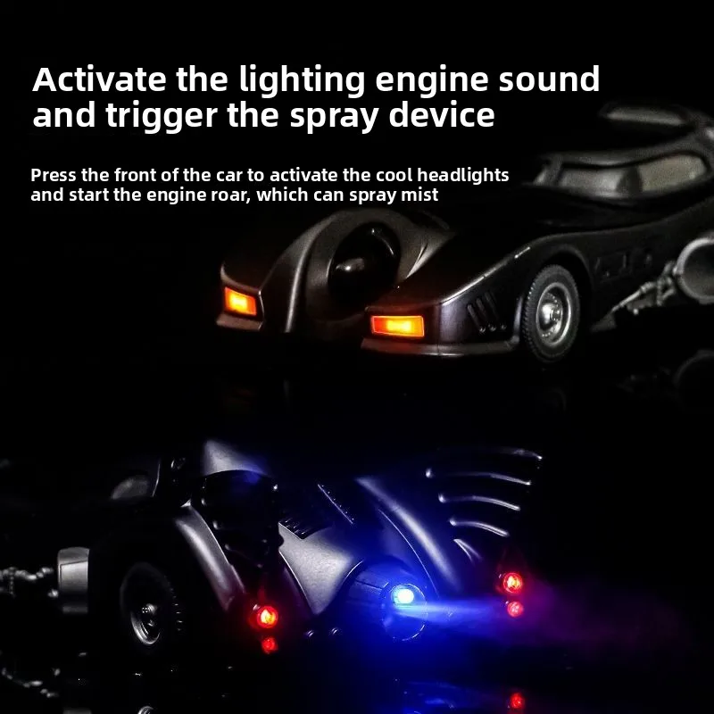 รถแบทโมบิล ปี 1989 รุ่นจำลองโลหะหล่อขึ้นรูป ขนาด 1:24 - มีไฟและเสียง ของเล่นรถสปอร์ตสุดเท่ ของขวัญสำหรับเด็กผู้ชาย