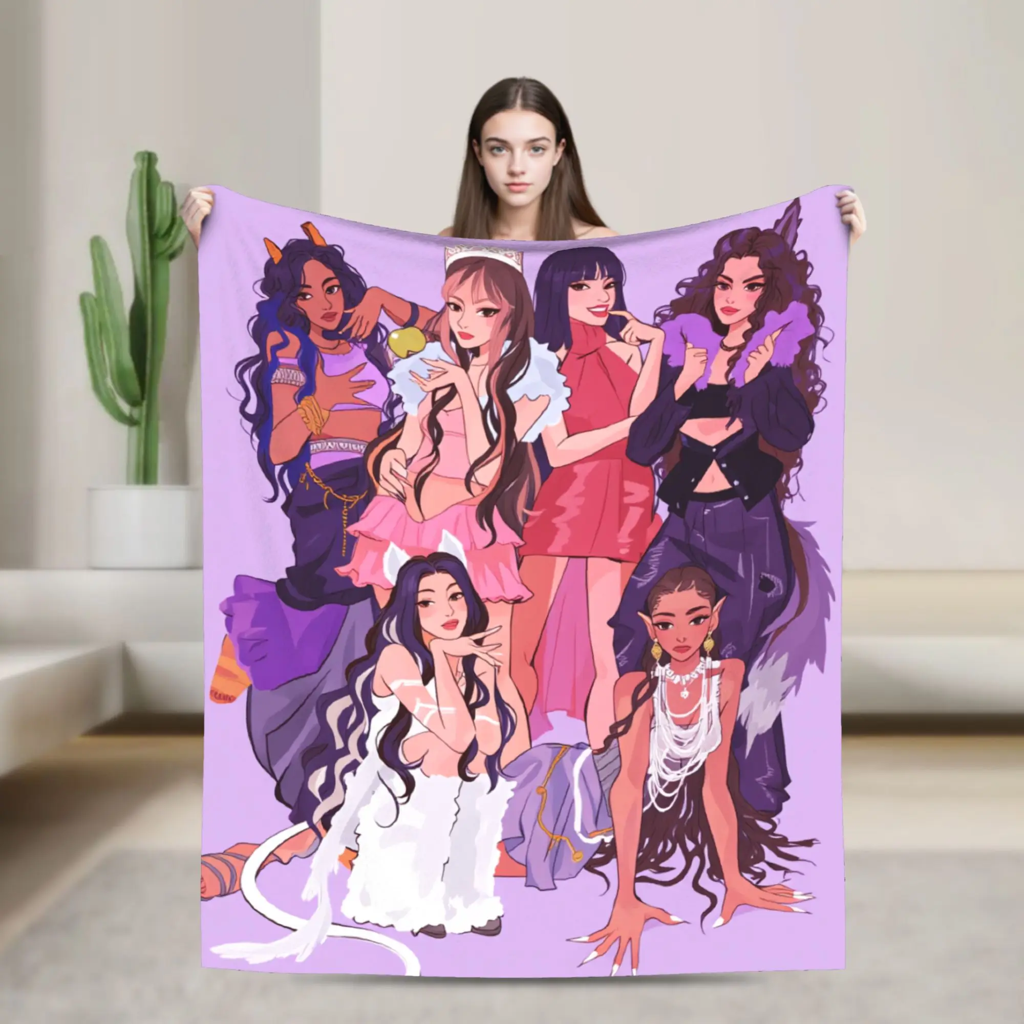 Katseye Kpop Mädchen-Decke, warm, weich, bequem, Plüsch-Überwurf, Decke für Studenten, Schlafzimmer, Flanell-Tagesdecke, Bettdecke