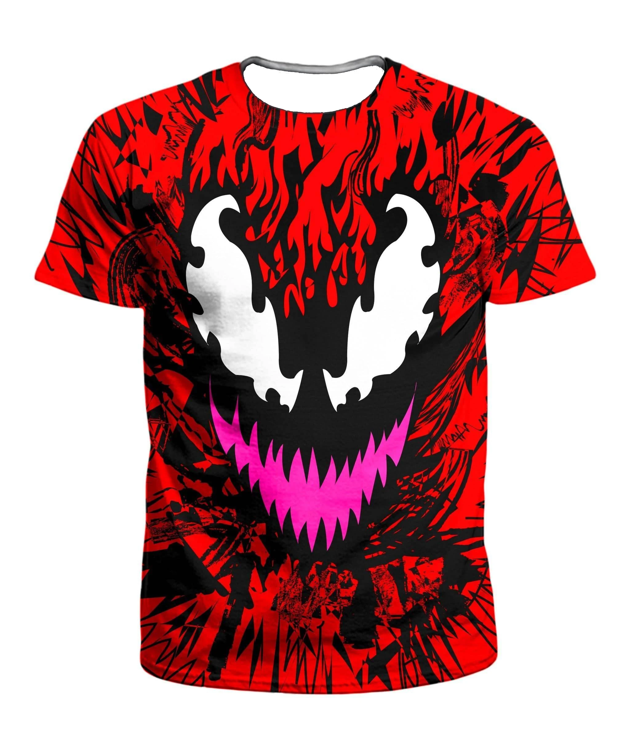 Camiseta Masculina e Feminina com Estampa Marvel Venom Carnage, Camiseta 3D Impressa de Anime e Quadrinhos, Manga Curta, Tamanho Grande