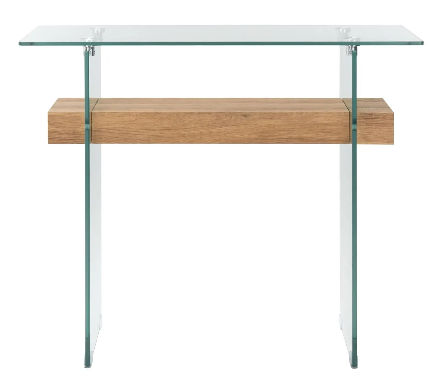 Glass & Natural Brown Console Table Entryway Hallway Display Shelf 48 Inch, Customized