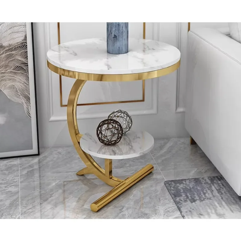 Nordic minimalist small apartment living room marble modern coffee table combination balcony  corner stand