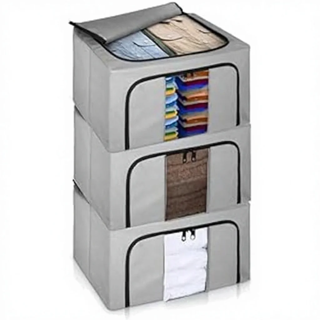 Foldable Stackable Kitchen & Home Clothes Bedding Storage Box Multifunction 3pc Set Organizer Foldable Storage Bag Factory