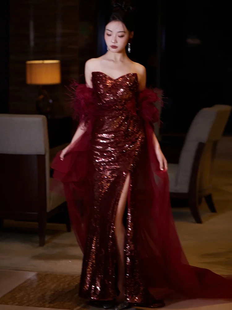 ชุดราตรีเจ้าสาวแบบไหล่เดียว ยาวถึงพื้น ทรงเข้ารูป สำหรับงานแต่งงาน งานเลี้ยงฉลองวันเกิด หรืองานเลี้ยงอาหารค่ำ