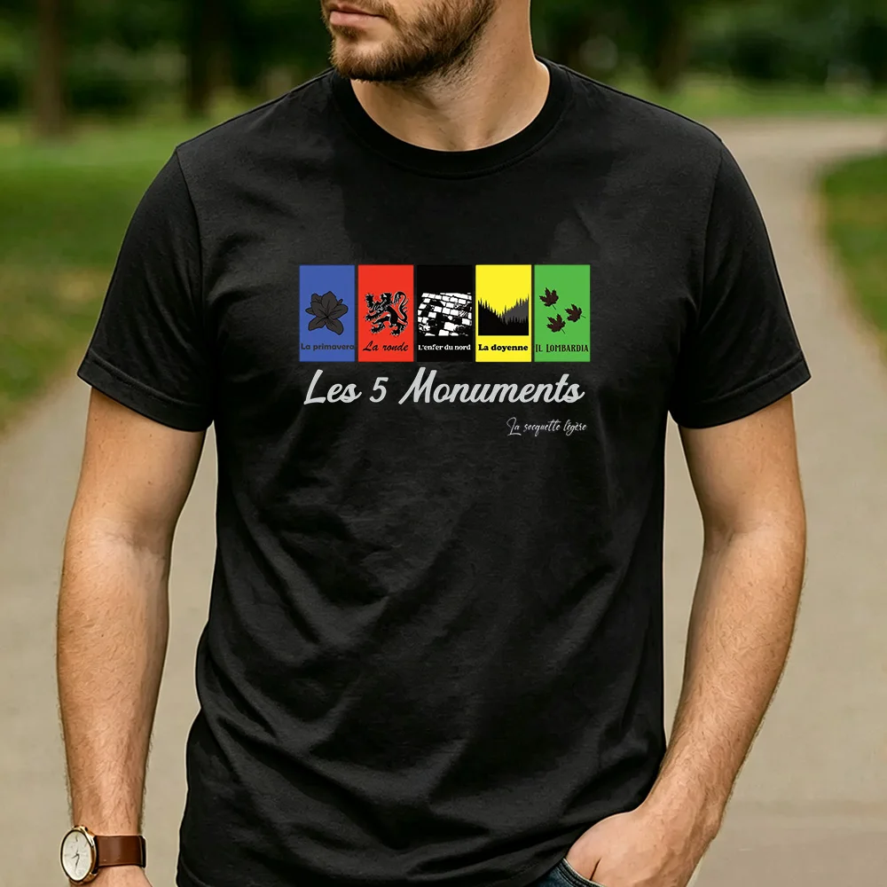 VeloVoices Monuments Paris Roubaix Cotton Cycling T Shirt Unisex Men Women Summer Casual Birthday Party Sports Fan Tops