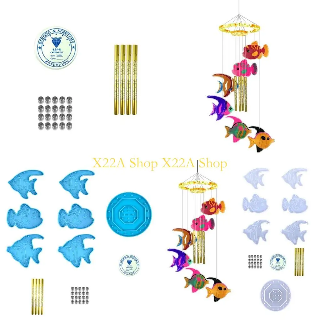 

Unique Wind Chimes Resin Molds Silicone for Resin Casting,Resin Jewelry Molds Fish Wind Epoxy Molds for Home Décor