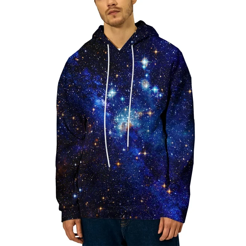 ثلاثية الأبعاد مطبوعة غالاكسي القط هوديي للرجال لهب الأسد نمط البلوز الخريف بلايز عادية المتضخم البلوفرات طويلة الأكمام هوديس