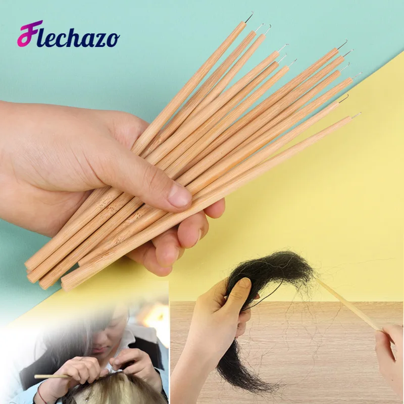 4 Pcs Different Size Ventilating Needles For Lace Wigs Making Long Wooden Handle Crochet Needle Hair Wig Making Tools