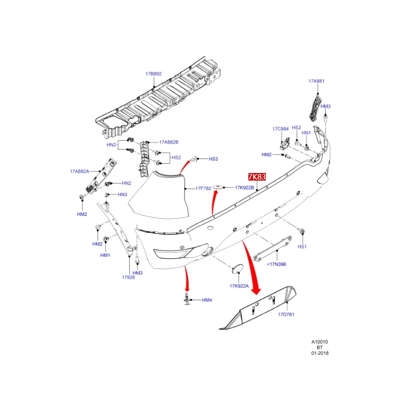 مجموعة المصد الخلفي لـ Fo rd/مع فتحات GN1517K835 GN1517K835DD GN1517K835ed