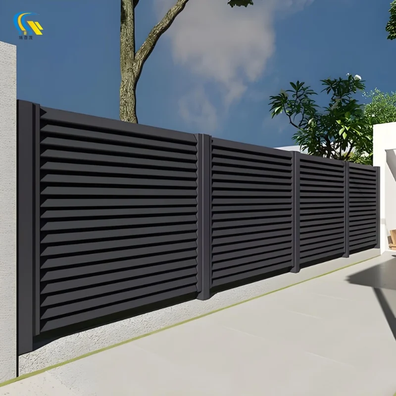 Modern  Designer Black Aluminum Alloy Garden Slat Fencing Secure Privacy Easy Assembly Nature Pressure Treated Farm Fence
