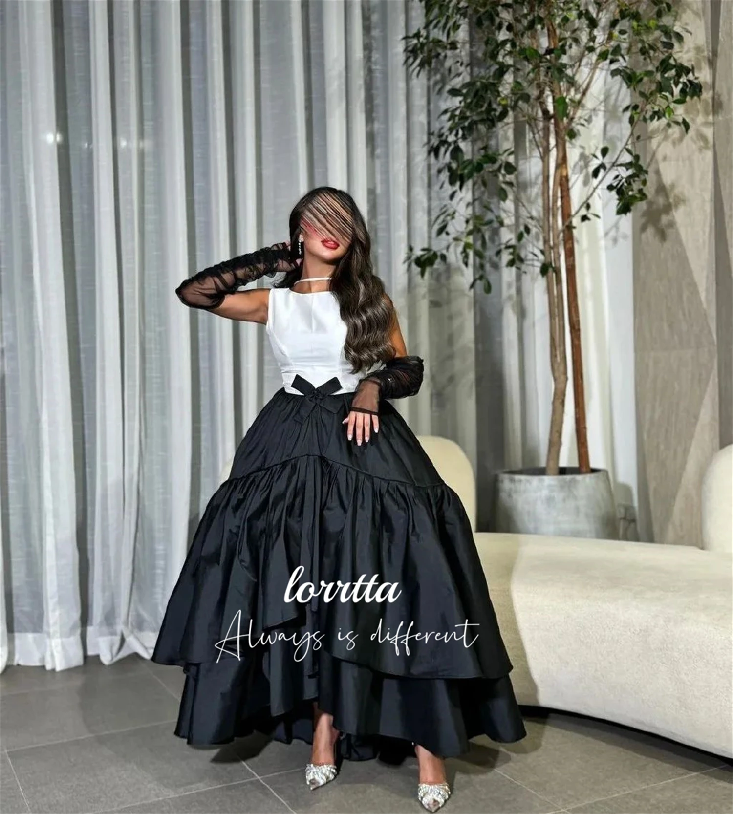 Lorrtta Black and White Graduation Gown Evening Dress Fluffy Line A Elegant Party Dresses 2024 for Wedding Robe De Soiree Femmes image 2